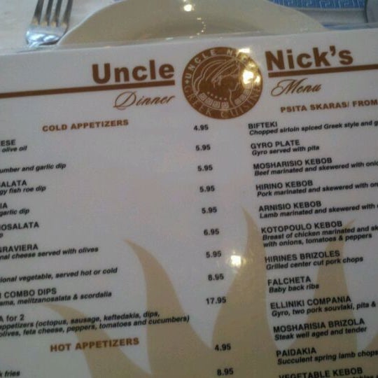 Foto diambil di Uncle Nick&#39;s Greek Restaurant on 8th Ave oleh Nico M. pada 9/5/2011