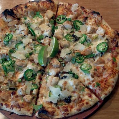 We have a spicy chicken fajita pizza right now and it's the bomb!