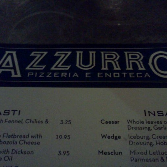 Photo taken at Azzurro Pizzeria e Enoteca by Ethan P. on 12/30/2011