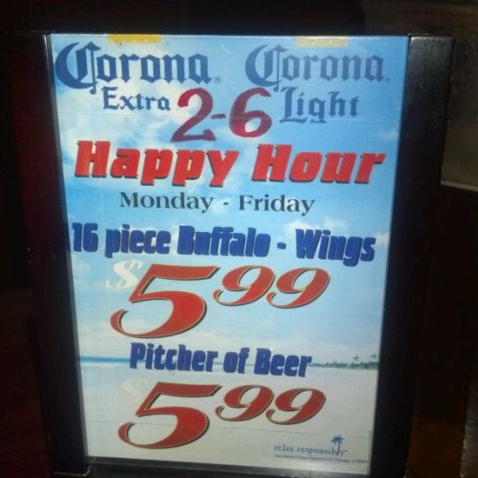 My fav happy hour. I can stagger home from here. Just look at this price. That's 16 wings. 16 not 8 or 10.  If you fell me come on down.