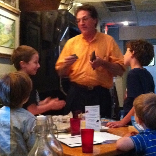 Having dinner at cassat's great lamb, and louis the magician entertained the kids