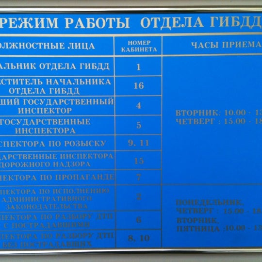 Режим работы ГАИ. Часы приема ГИБДД. Расписание ГАИ Екатеринбург.