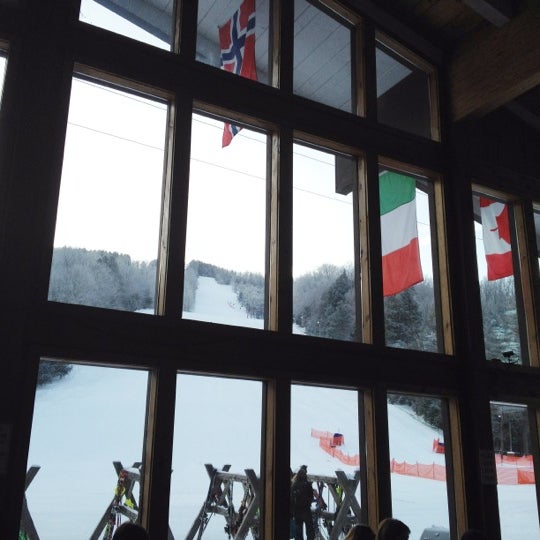 One of the perks of attending a ski race at Berkshire East is being able to watch indoors at the windowed wall.