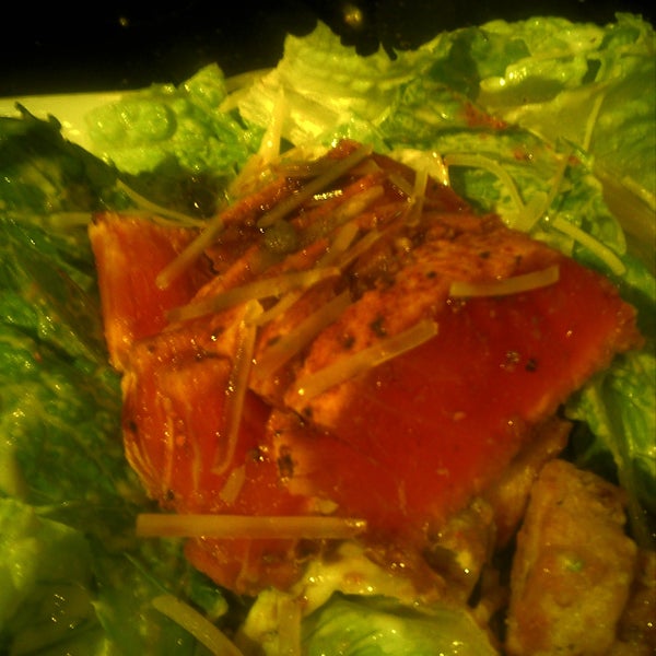 Get the Caesar Salad and have them add Ahi Tuna. Delicious!