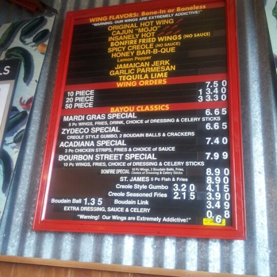 BONFIRE WINGS Cajun and Creole Restaurant