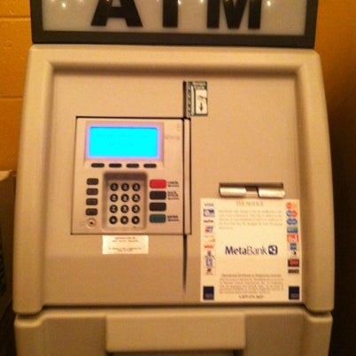Cash or check only - but there is an ATM inside.