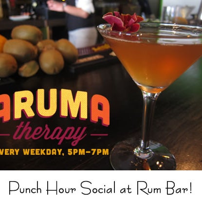 Get here at 5pm weekdays for their awesome take on happy hour: "A-RUM-a Therapy!"