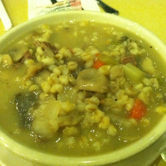 Mushroom Barley Soup on Sundays!! Mmmm delicious!