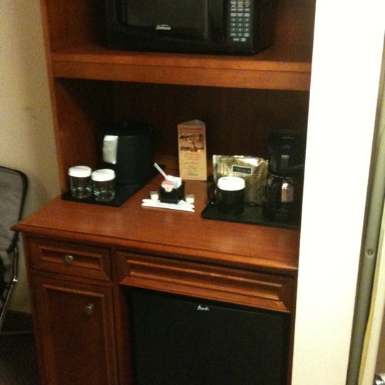 Rooms have a mini fridge and microwave. Free WI-FI is a plus but, $12 a day for parking is a minus.