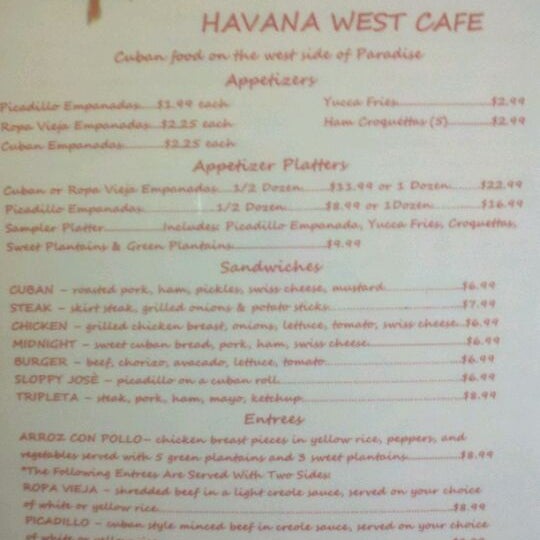 รูปภาพถ่ายที่ Havana West Cafe โดย Nessa เมื่อ 11/1/2011