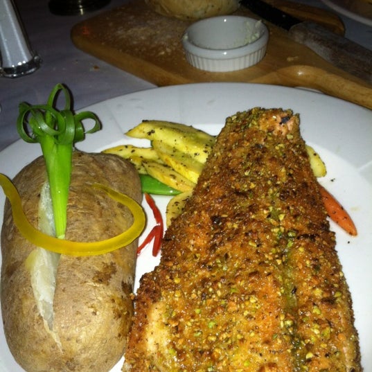 The bread is yummy and so is the Ruby Red Trout (the pistachio crust adds the perfect nutty flavor and crunch.