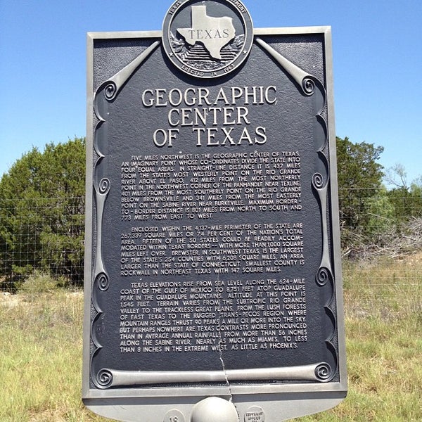 Geographic Center of Texas Marker 2 tips