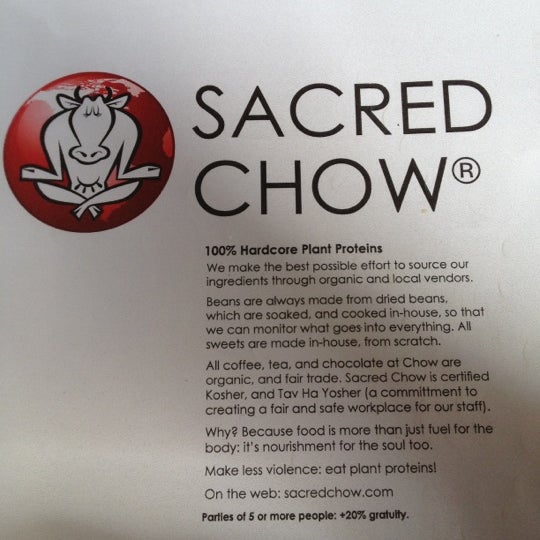 Photo prise au Sacred Chow par Alexandra Laxmi I. le5/4/2012