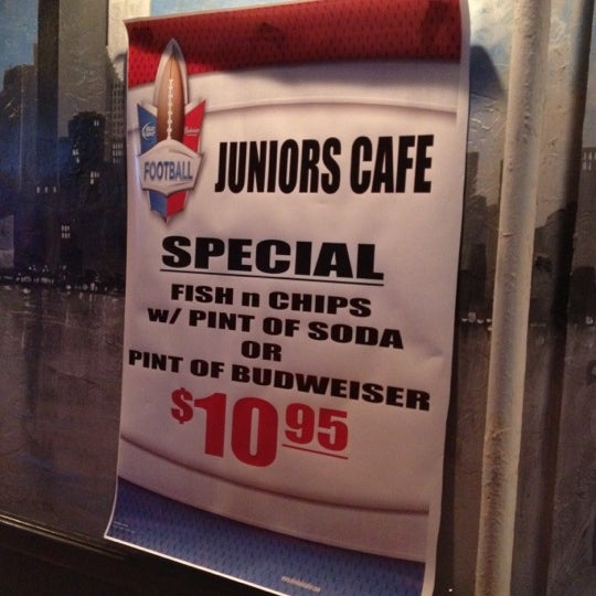 Photo taken at Junior&#39;s Cafe by V B. on 4/6/2012