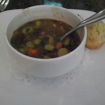 The vegetarian bean soup is delicious!