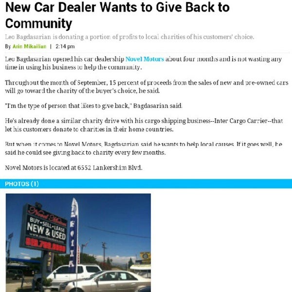 Novel Motors Car Dealership in North Hollywood