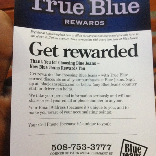 Sign up for True Blue Rewards and earn points.