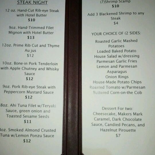 Steak night! We have about six NEW items added to out menu!!! Come have dinner here.