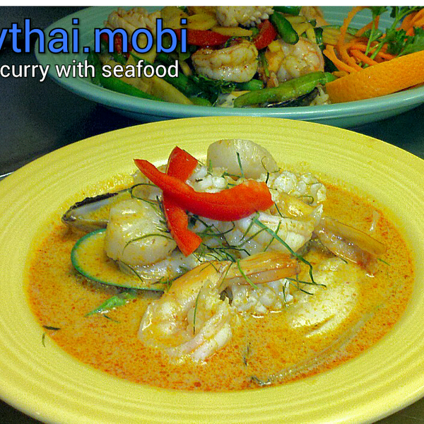 Panang curry with seafood. This is the most popular dish of Talay Thai restaurant.