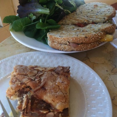 Veggie mania panini is amazing. Oh, and the almond apple tart really is better than apple pie.