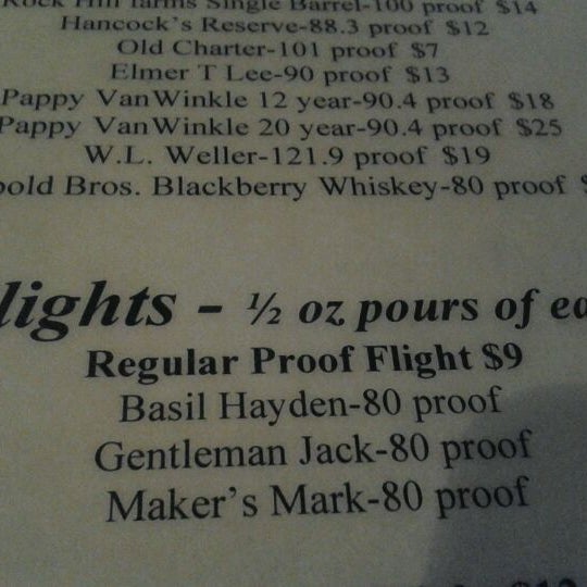 Try the Regular Proof Flight of whiskey!