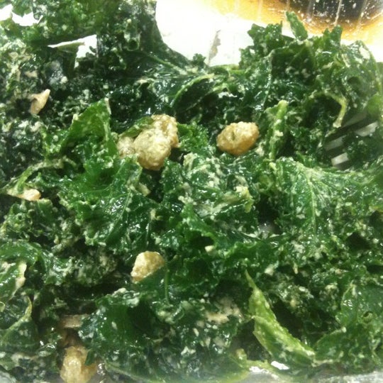 Best execution of kale salad, ever! (kale, golden raisins, sunflower seeds, lemon tahini  dressing)