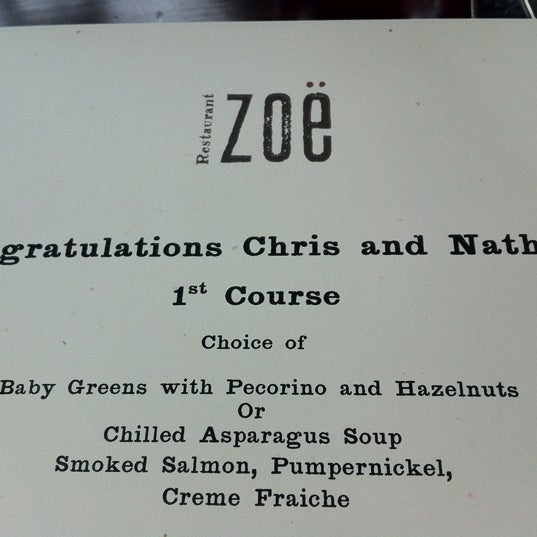 Foto diambil di Restaurant Zoë oleh Chris L. pada 6/16/2012