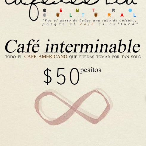 ¡Todo el café americano que puedas tomarte por solo $50 pesos! #caféinterminable