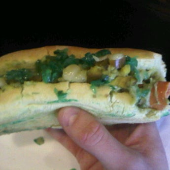 St. Patrick's Day Hot Dog. Very Good & Green. =)