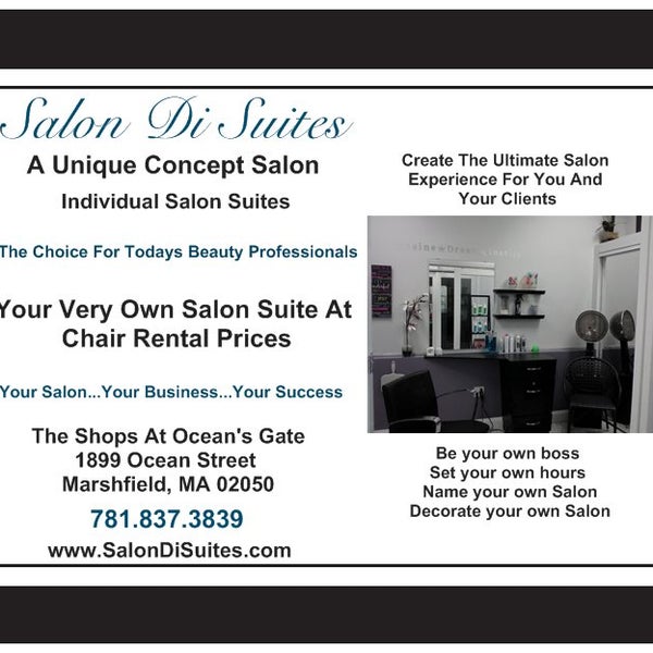Own your very own Salon without any upfront cost.  A Unique Concept Salon of Individual Salon Suites.