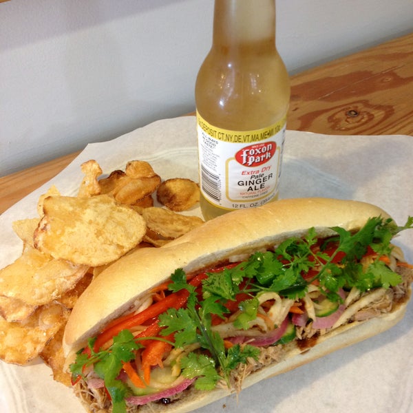 TGIF LA! Today we have the Chicken Banh Mi with Slow Cooked Shredded Chicken, Daikon Carrot Slaw, Pickled Jalapeños & Red Onions with Siracha Mayo & Hoisin on a Crispy Baguette