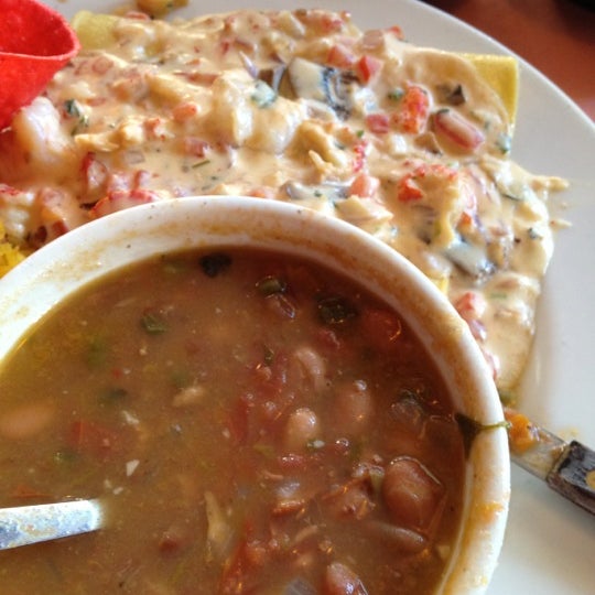 The Pedro: cheese enchiladas topped with shrimp, mushrooms and crawfish!!! It's AMAZING!!