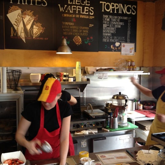 Photo taken at Bruges Waffles &amp; Frites by Steve B. on 3/24/2012