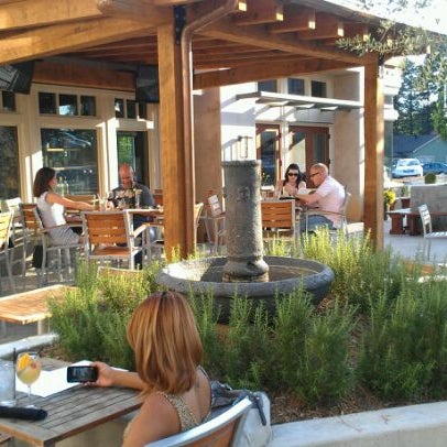 Open air patio with a huge fireplace.  Order some sangria and take it all in.