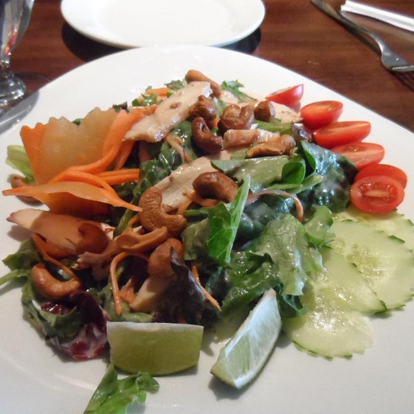 Yummy Thai Chicken Salad w/ light coconut dressing! Sooooo Good, light, & Fresh! Perfect for the Spring/ Summer on the River while outside dining!