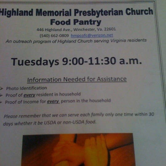Highland Memorial Presbyterian Church Food Pantry Church