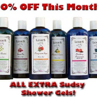 Super-Sudsy Family Shower Gel on Sale for the Month of September! Careful! Choose from NINE different fragrances. A BEST SELLER!  For September they're 20% OFF. That includes bottles AND refills.