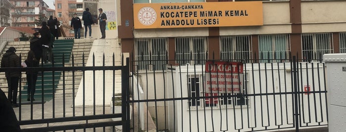 Kocatepe Mimar Kemal Anadolu Lisesi is one of Çankaya'daki Okullar.