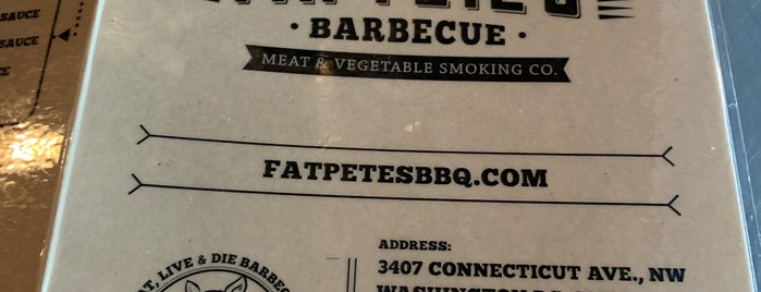 Fat Pete's Barbecue is one of DC Restaurants To-Do.