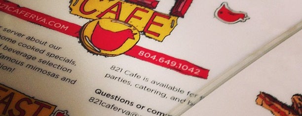 821 Cafe is one of RVA All The Way.