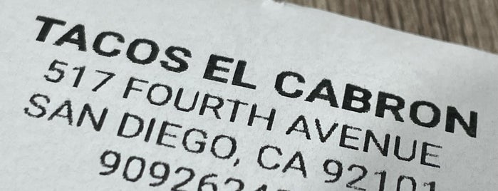 Tacos El Cabron is one of Alex San Diego.