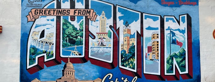 Greetings from Austin (1997) mural by Bill Brakkage, Rory Skagen, and Todd Sanders is one of Austin.