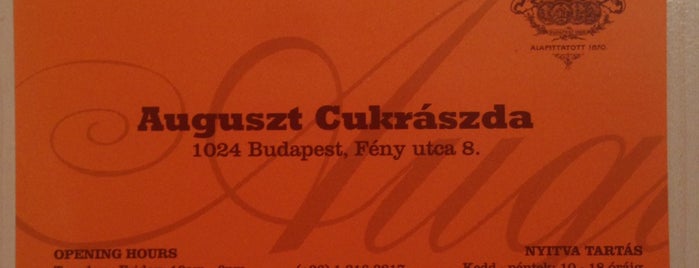 Auguszt cukrászda is one of Culinary delights in Buda.