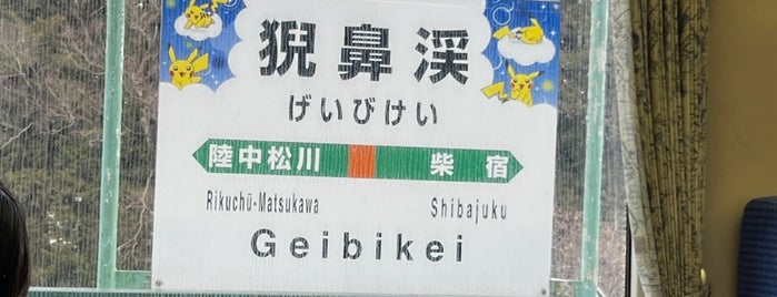Geibikei Station is one of JR 키타토호쿠지방역 (JR 北東北地方の駅).