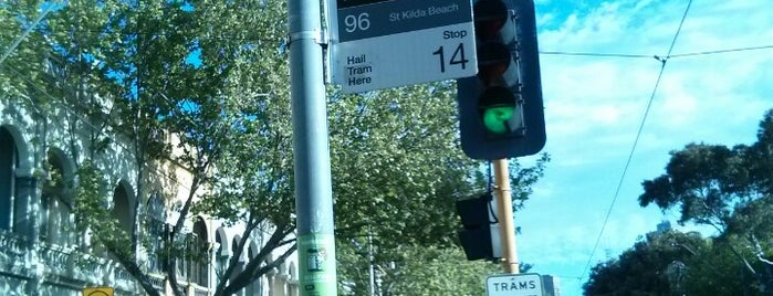 Tram Stop 14 (96) is one of Tram Stops: 96 - East Brunswick <=> St Kilda Beach.