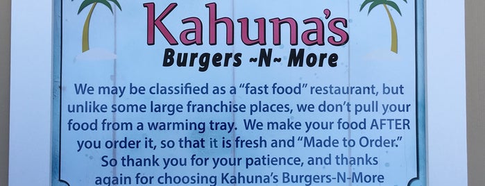 Kahuna's Restaurant is one of My favorites for American Restaurants.