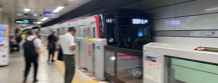 Hibiya Line Hatchobori Station (H12) is one of 東京メトロ.