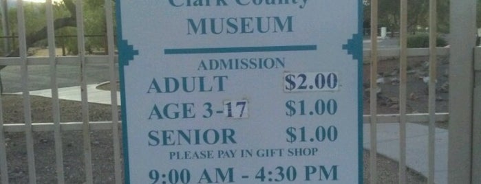 Clark County Museum is one of Galleries/Museums.