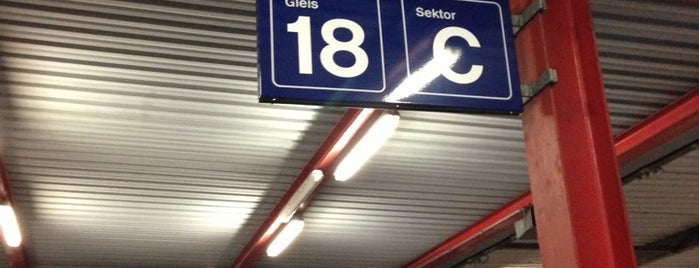 Gleis 18 is one of Zürich Hauptbahnhof.