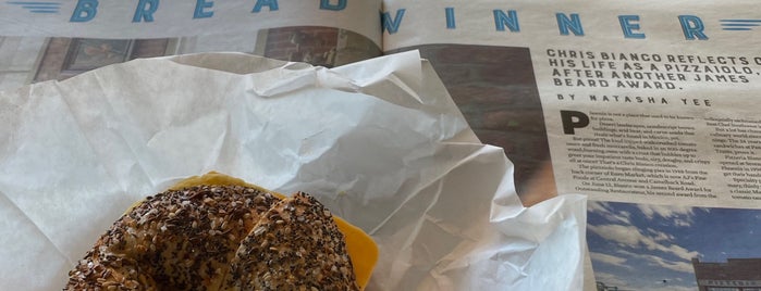 Back East Bagels is one of Places to try.